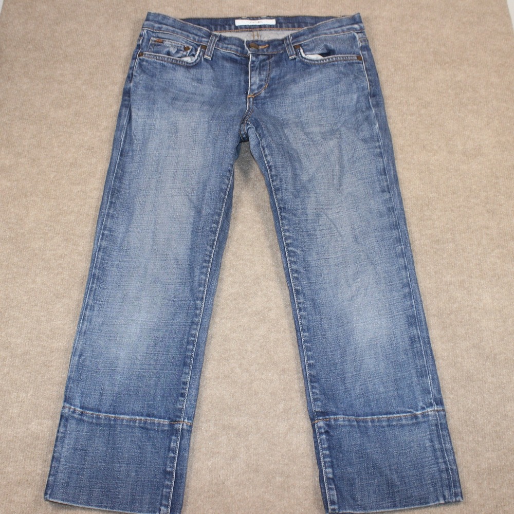 Joes Jeans Socialite Kicker Crop Jeans Blue Denim Straight Leg Size 28 Low Rise